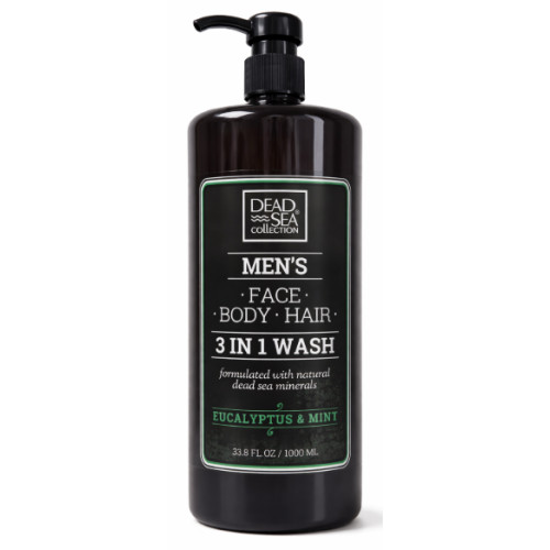Мужской гель для душа Dead Sea Collection Men’s Face Body Hair 3 in 1 Eucalyptus & Mint, 1000 мл